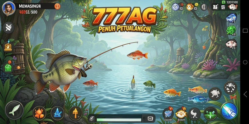 Screenshot gameplay 777AG yang menampilkan keseruan memancing ikan.