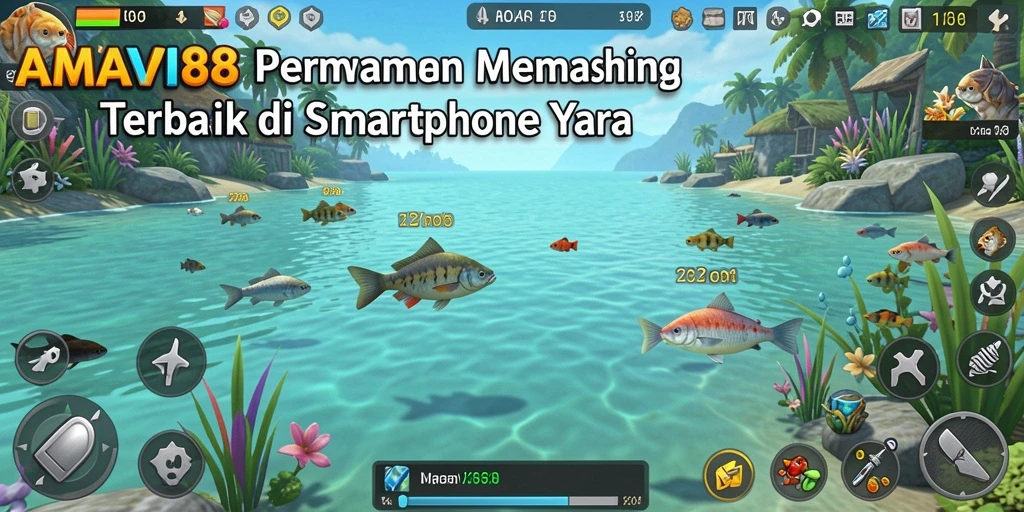 Gameplay menakjubkan AMAVI88 dengan berbagai ikan yang dapat ditangkap.