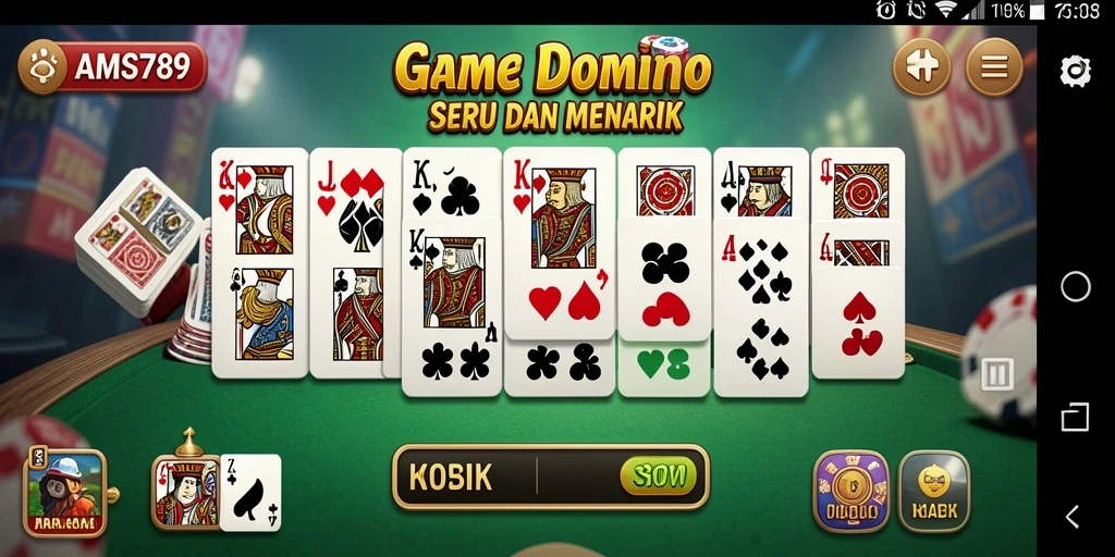 Screenshot gameplay AMS789 yang menampilkan aksi seru permainan Domino.
