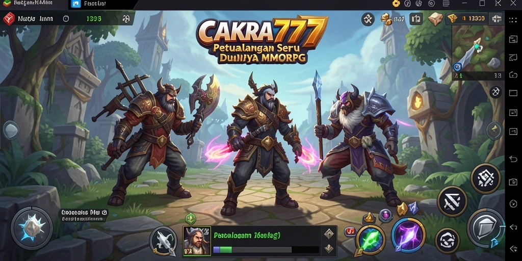 Tampilan aksi seru dalam gameplay MMORPG CAKRA777.
