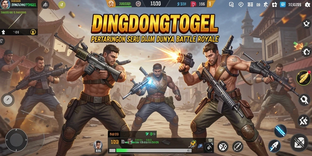 Screenshot gameplay DINGDONGTOGEL saat pertempuran seru Battle Royale.