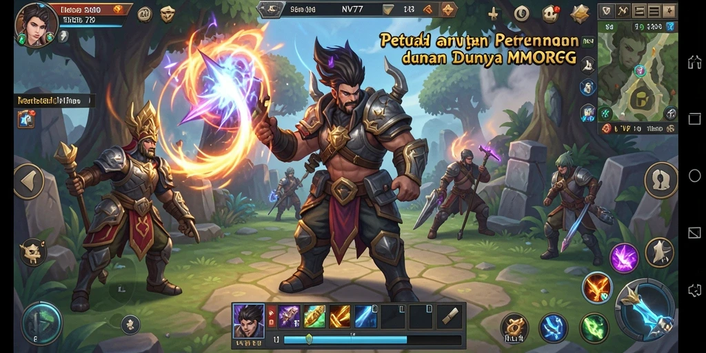 Screenshot utama NV77 menampilkan aksi seru dalam pertempuran MMORPG.