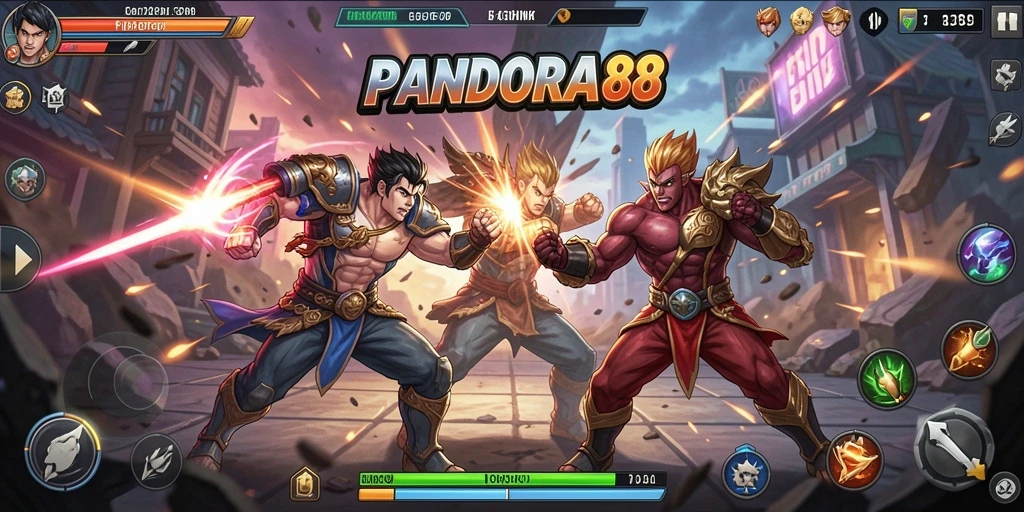 Gameplay PANDORA88 menampilkan pertarungan epik antar karakter yang menegangkan.
