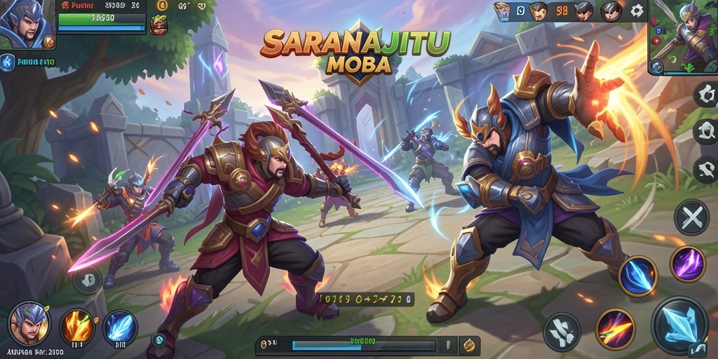 Tampilan gameplay intense di SARANAJITU dengan karakter unik.
